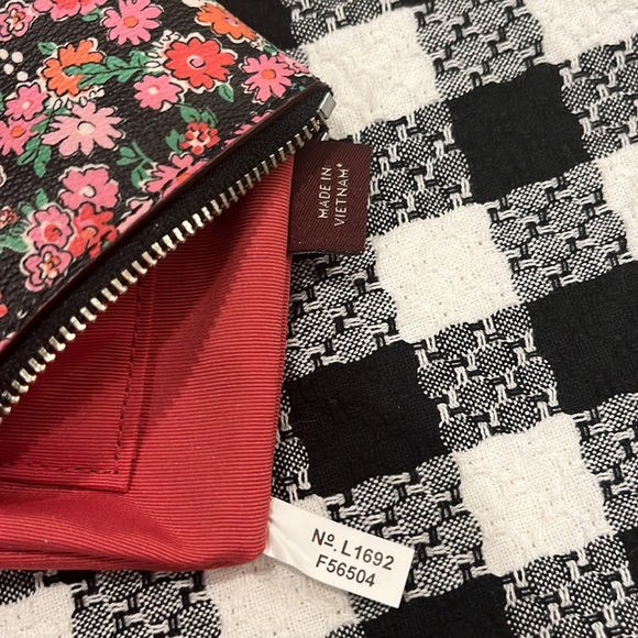 Coach Mixed Floral Corner Zip Wristlet Black Orange Pink Red Green Flower EUC - Picture 4 of 9